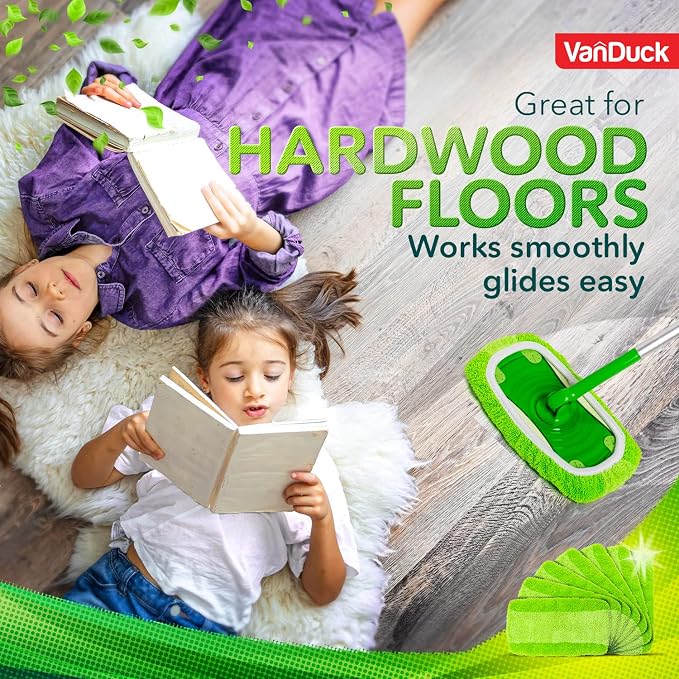 VanDuck Reusable Microfiber Mop Pads for Swiffer Sweeper (8-Pack), Green