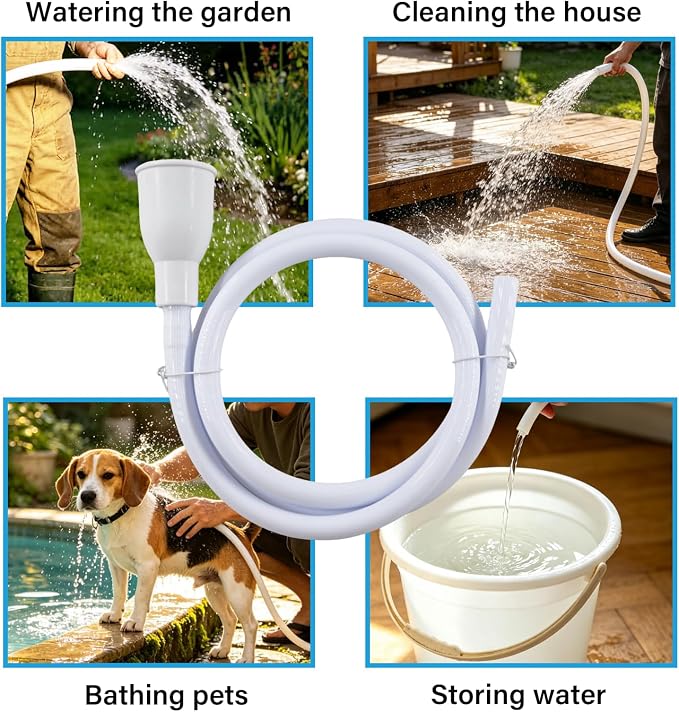 3.28FT/1M Sink Extension Hose,Sink Hose Adapter,Portable Water Transfer Accessories for Gardening, Watering, and Outdoor Cleaning with Adjustable Clamp