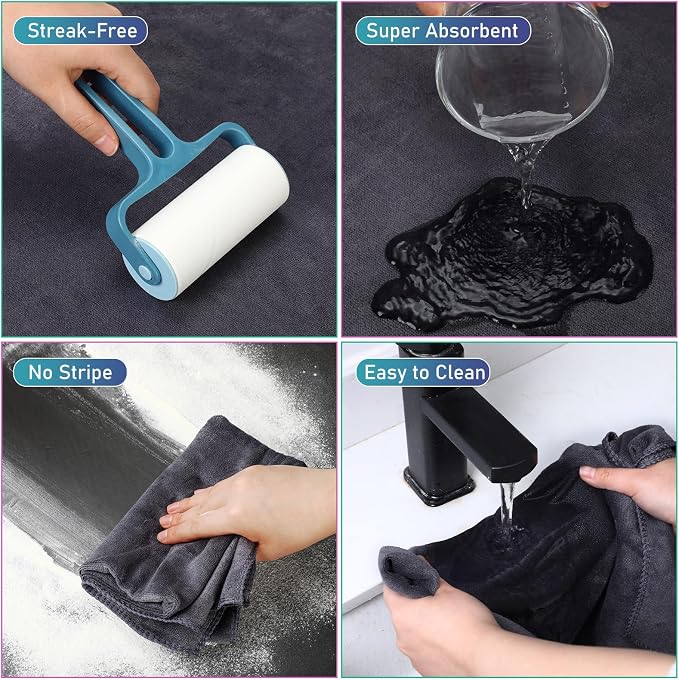 Newwiee 6 Pcs Extra Large Microfiber Cleaning Cloth 30" x 20" Washable Reusable Microfiber Towel Streak Free Lint Free Cloth for Cleaning Home Glass Office Window Bathrooms (Gray)