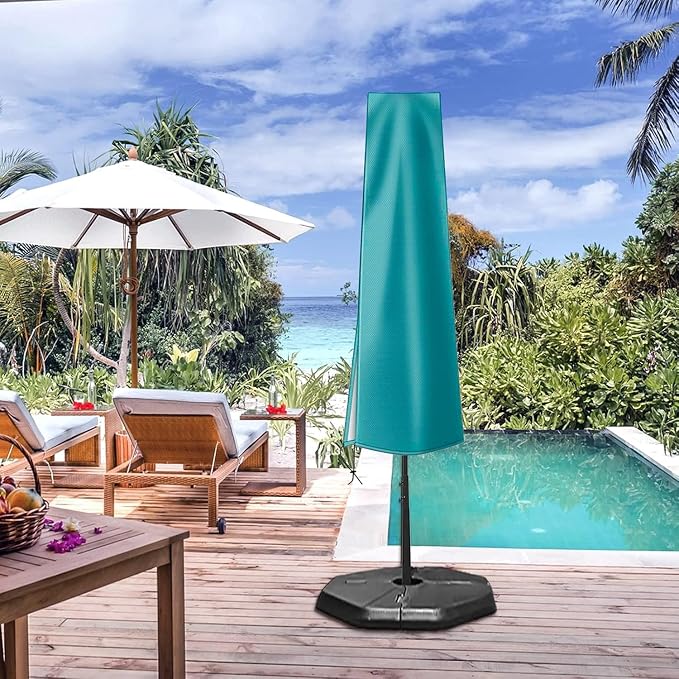 OKPOW Patio Umbrella Cover Waterproof: Fit 9ft to 12ft Outdoor Umbrellas | 420D Oxford with Long Zipper, Protect Umbrella from Sun, Rain, Snow & Dust, Helping Extend Outdoor Umbrella's Life