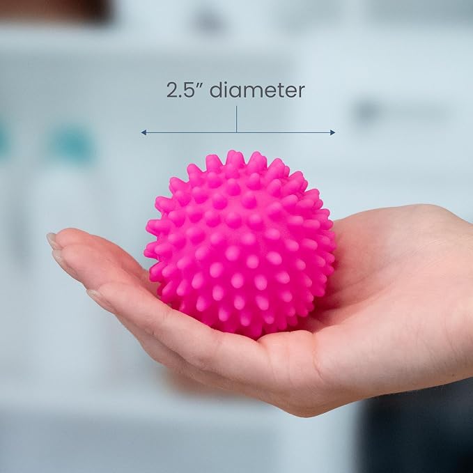 S&T INC. Reusable Plastic Dryer Balls, 4 Pack, 2.5" Diameter, Pink | Dryer Balls, Fabric Softener for Laundry, Reusable, Cut Down Dry Time, Replaces Dryer Sheets