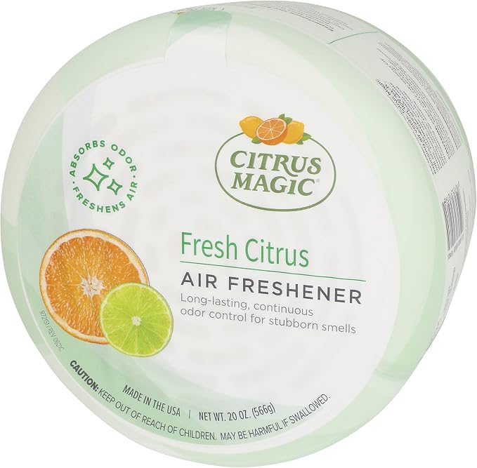 Citrus Magic Solid Air Fresheners, Fresh Citrus, 20 Ounce, Pack of 2 | Odor Absorbing, Passive Diffusion, Odor Elimination Up to 12 Weeks Each, Ideal for Home