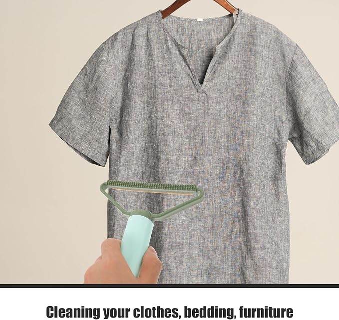 VILLCASE 2pcs Portable Clothes Lint Remover Tool with Comfortable Handle Design, Plastic and Metal Construction, Convenient for Removing Hair and Pills from Clothes and Furniture, Mint