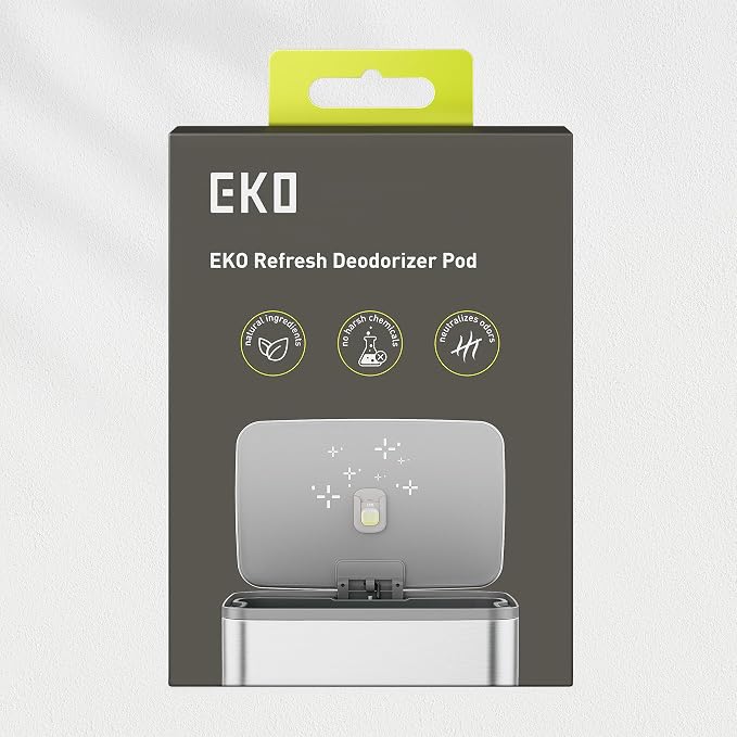EKO Refresh Deodorizer Pod Kit, 1 Pod + 1 Refillable Holder | Plant-Based Odor Eliminator for Trash Can, Bathroom, Storage – Long-Lasting 45 Days Air Freshener, Natural, Chemical-Free