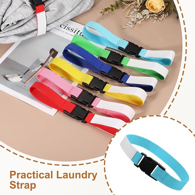 uxcell 4 Pcs Laundry Strap with Buckle, Multipurpose Laundry Strap Replacement Wash Care Utility Household Cleaning Loop Athletics Accessories Tools Storage, Light Blue