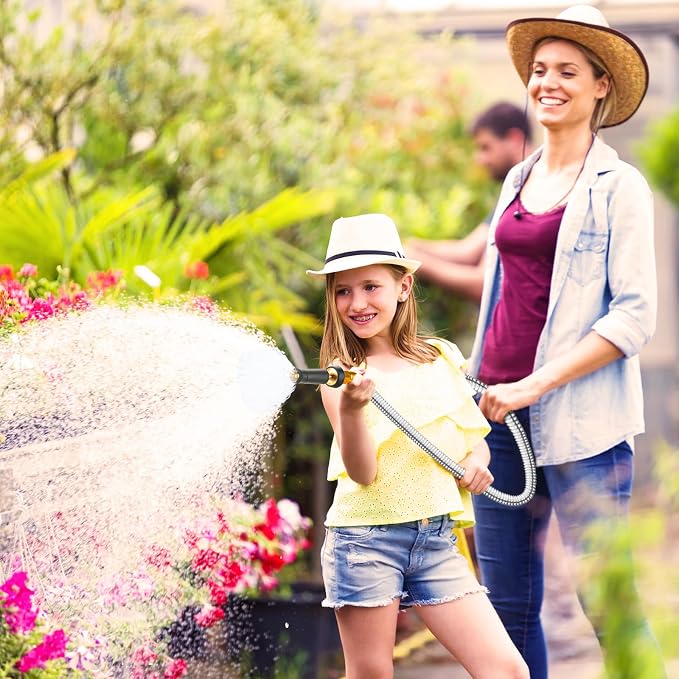 Rosy Earth Garden Hose 15 FT, 304 Stainless Steel Metal Water Hose, Heavy Duty Flexible Leader Hose, Short Water Hose Kink Free Hose for Rv, Outdoor, Yard, No Bite, Leak proof and Durable