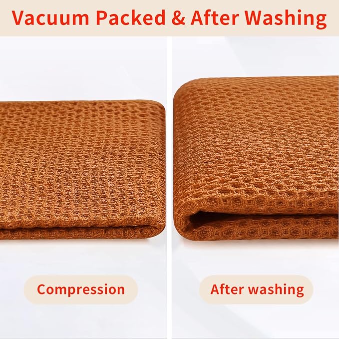 Homaxy 100% Cotton Waffle Weave Kitchen Dish Towels 4-Pack, Burnt Orange | 13 x 28 Inches, Ultra Soft Absorbent Dish Towels, Quick Drying Cleaning Towels