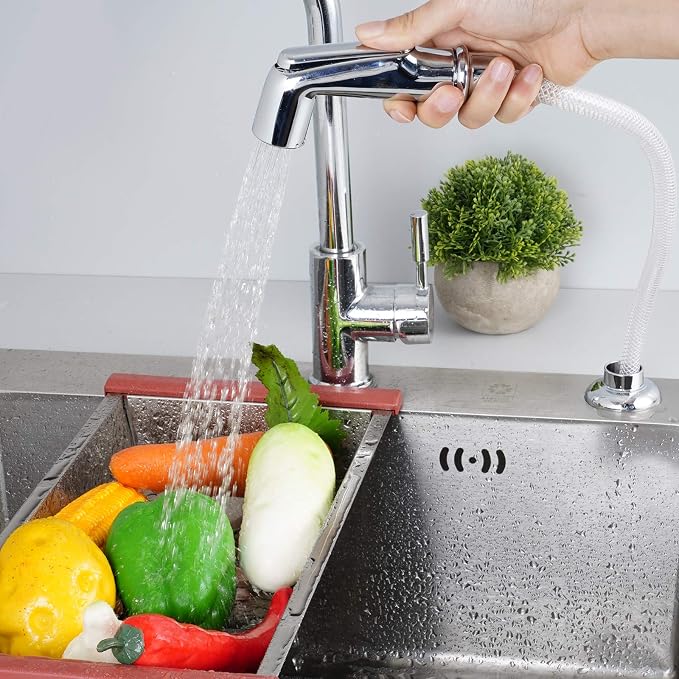 Universal Kitchen Sink Side Sprayer Replacement with Quick Adapter, Chrome | NSF/ANSI/CAN 372 Certified, Compatible with Moen/Delta, Sink Faucet Sprayer Attachment/Hose/Holder, Pull-Out Side Sprayer