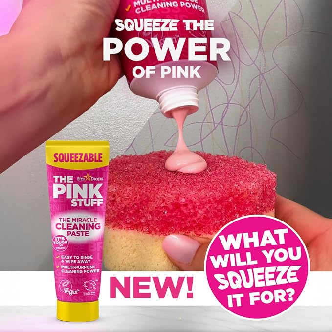 Stardrops The Pink Stuff Miracle Squeezable Cleaning Paste, 10.6 Oz | Easy to Rinse Multi Purpose Cleaning Power for Kitchen Bathroom Cooktops Tiles Sinks Showers and More