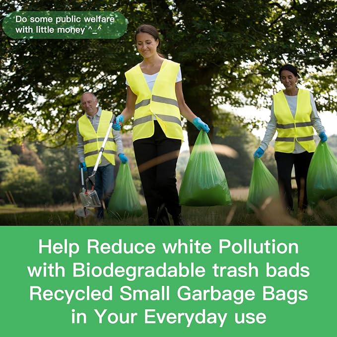 4 Gallon Small Biodegradable Trash Bags - Inwaysin 4 Rolls 100 Count Clear Green Garbage Bag Unscented Bulk Strong Thick Compostable Waste Basket Liners for Kitchen Office Car Pet