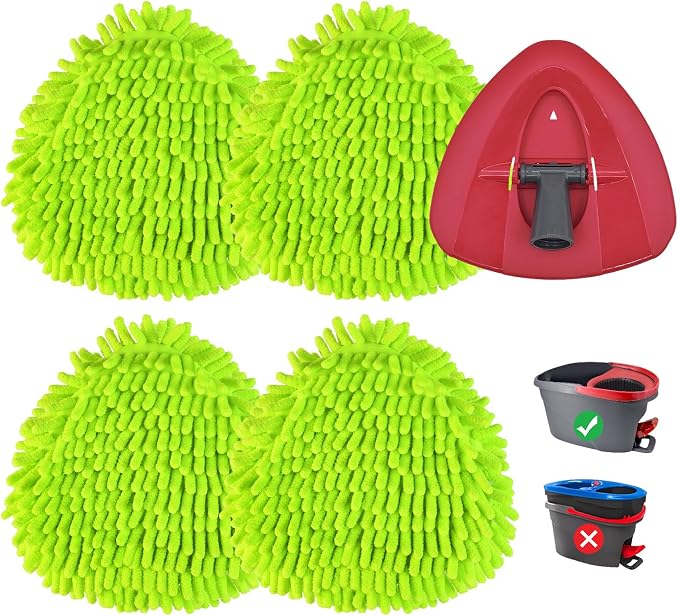 Spin Mop Replace Head, Base, Mop Replacement Head for O Cedar EasyWring 1 Tank System 4 Microfiber Refills, 1 Mop Head Base(4Green)