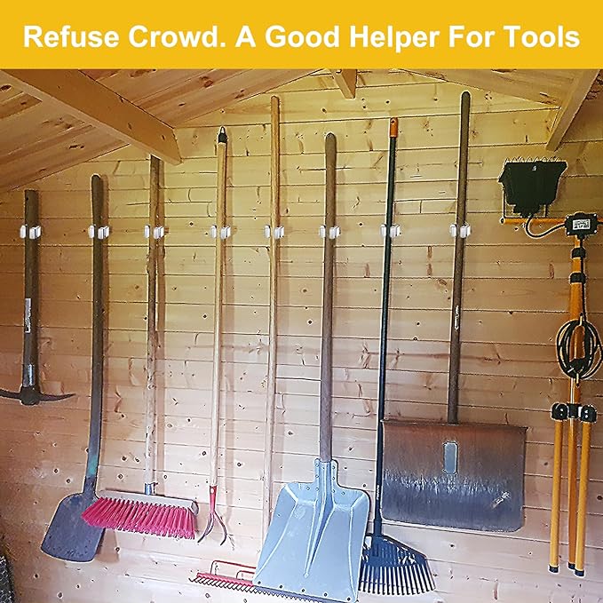 Verdenu 15 Pack Broom Holder Wall Mount, Mop and Broom Holder Wall Mount, Stainless Steel Command Mop Holder with Screws, Garden Tool Storage Organizer for Kitchen, Home, Bathroom, Garage, White