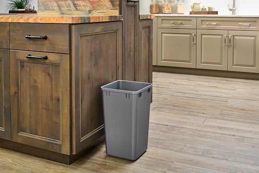 Rev-A-Shelf 27 qt Polymer Replacement Waste Container for Rev-A-Shelf Pullouts, Kitchen Cabinet Trash Can Recycle Bin, RV-1024-17-2, Silver (2-Pack)