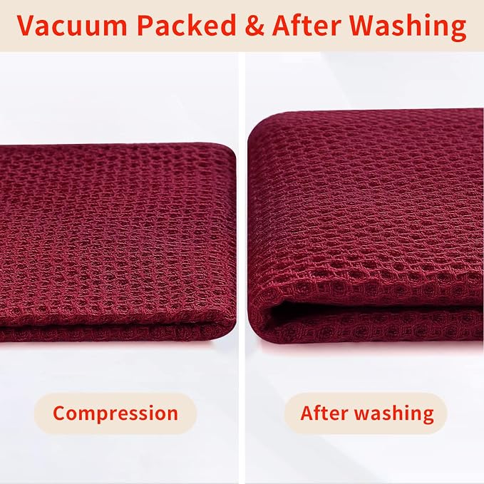 Homaxy 100% Cotton Waffle Weave Kitchen Dish Cloths 6-Pack, Magenta | 12 x 12 Inches, Ultra Soft Absorbent Dish Towels, Quick Drying Dish Rags with Hanging Loop