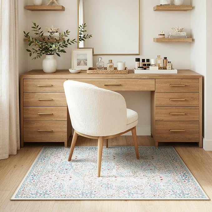 Anidaroel 36"x48" Green Floral Office Chair Mat for Hardwood Floor, Office Rugs for Rolling Chair, Computer Gaming Chair Mat, Under Desk Chair Floor Mat Large Protector Carpet for Office Chair
