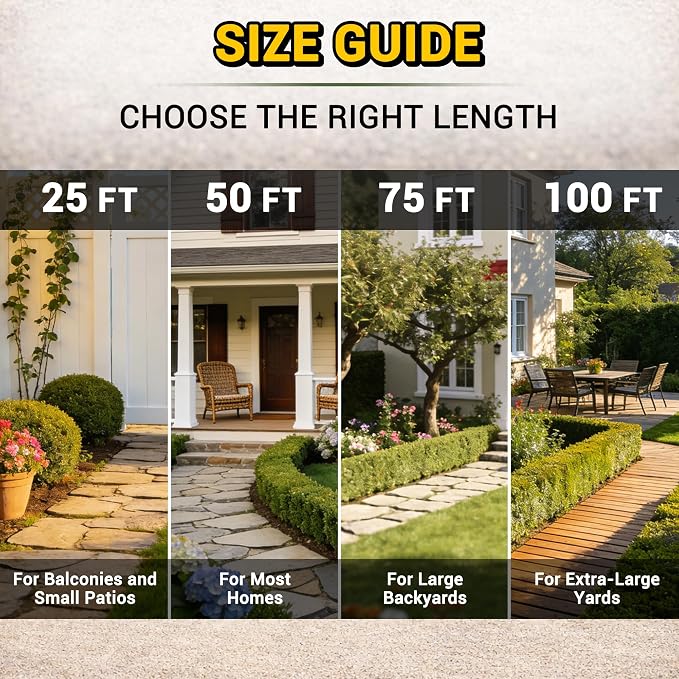 TheFitLife 100 FT Garden Hose, Heavy Duty, Lightweight, No Kink, Flexible | 100ft Long Non-Expandable Water Hose Pipe with Nozzle, Outdoor Full Property Coverage without Compromise, 1/2 ID x 100 Feet