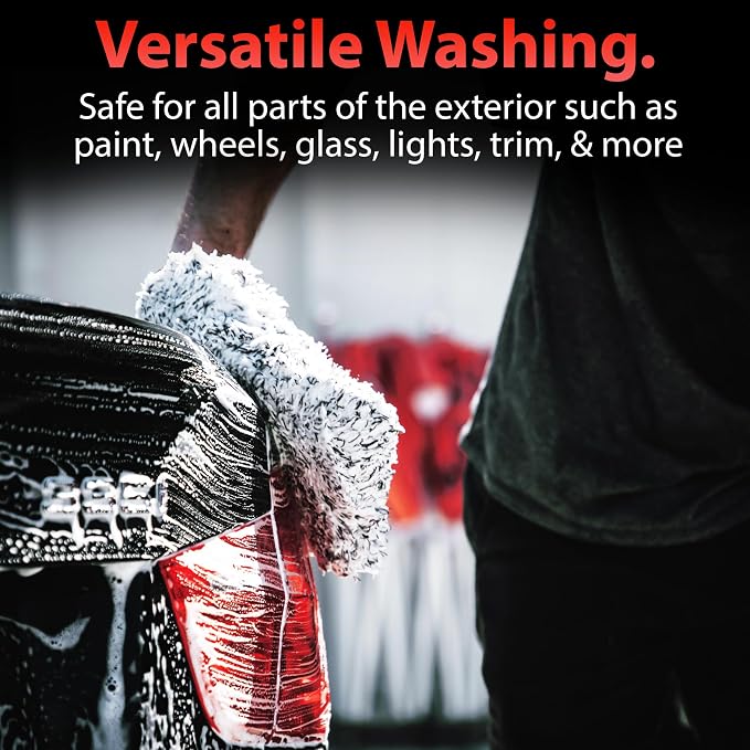 Adam's Polishes Microfiber Car Wash Mitt, Car Sponge Wrapped in Soft, Plush Fiber Cloth Material, Safe Washing with Any Car Soap, Bucket, Foam Gun, Foam Cannon, Other Cleaning Supplies