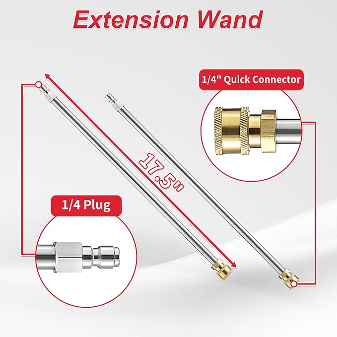 Tool Daily 18 Inch Surface Cleaner for Pressure Washer with 4 Wheels | 2 Extension Wand, Power Washer Surface Cleaner for Driveway, Sidewalk, Concrete, Patio Cleaning, 1/4" Quick Connect, 3600 PSI
