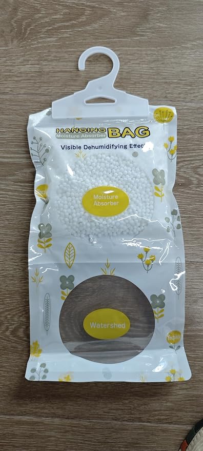 Vacplus Moisture Absorber, 5Pack Hanging, Strong Absorption, Unscented | Closet, Enclosed Spaces, Bathroom, Odor Eliminator, Dehumidifier Bags, 9.8 OZ