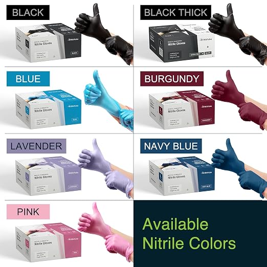 Black Nitrile Disposable Gloves X-Small, 100 Count - Powder-Free Latex-Free Rubber Gloves for Cooking, BBQ, Food Handling, Tattoo, Cleaning, and Household Use - Textured Fingertips for Better Grip