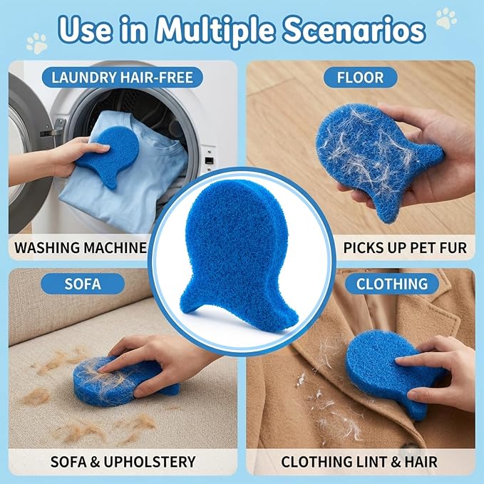 8 Pcs Pet Hair Remover for Laundry, Dog & Cat Hair Remover Tool, Reusable Pet Hairs Catcher,Effectively Removes Fur,Lint and Dander from Clothing and Bedding,Safe for Washing Machines and Dryers