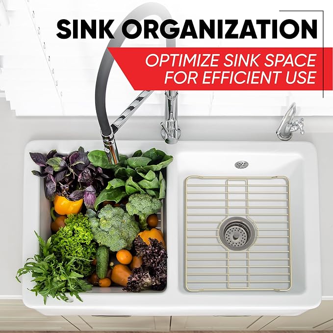 Better Houseware Sink Protectors for Kitchen Sink, Protective Metal Grid, 18.1x12.3x1 inches, White Kitchen Sink Mat to Shield Sink Base from Scratches, Rust-Resistant Coating, 2 Pack, L