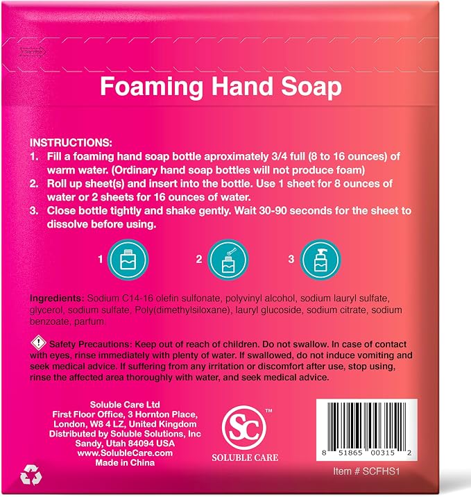 Foaming Hand Soap Dissolvable Sheets: Coconut Scent, 10-Pack | Includes Free 4-Sheet Bonus Pack, Foaming Moisturizing Hand Soap, Sustainable & Earth-Friendly Cleaning Solution