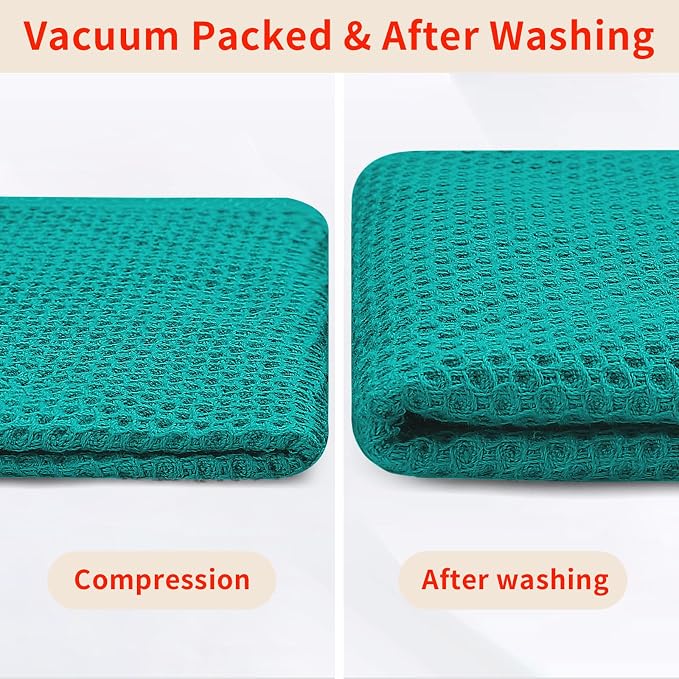 Homaxy 100% Cotton Waffle Weave Kitchen Dish Cloths 8-Pack, Teal | 12 x 12 Inches, Ultra Soft Absorbent Dish Towels, Quick Drying Dish Rags with Hanging Loop