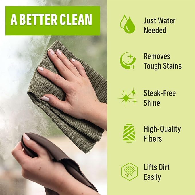 E-Cloth Window and Glass Cleaner Kit, Just Add Water - 1 Kit | Chemical-Free Cleaning - Reusable & Machine Washable Towel, Versatile Use for Mirrors, Cars, & Lenses, Dark Oak