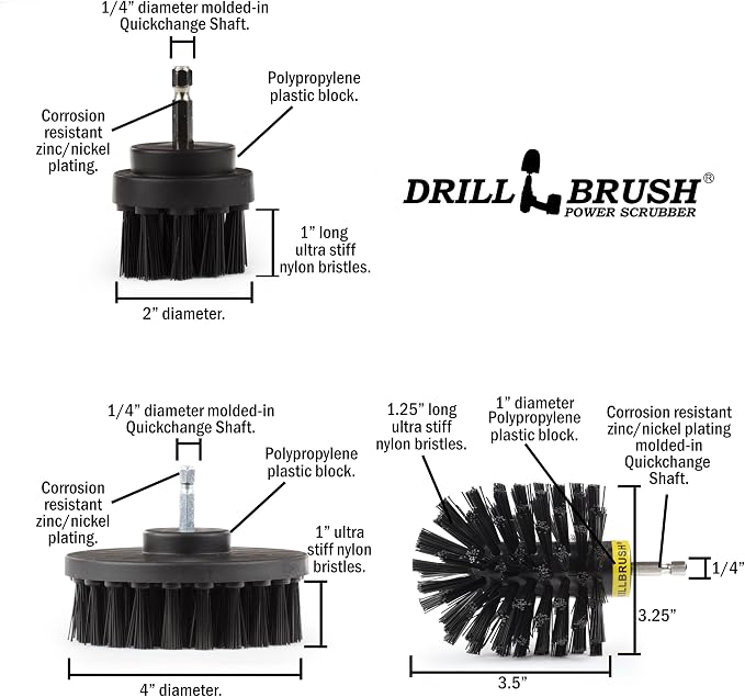 BBQ Cleaning Kit Water Calcium Mineral - Electric Grill Brush for Drill | Cleaning Accessories Industrial Brushes - Baked on Food, Electric Smoker, Drill Brush Attachments for Stain and Rust Remover