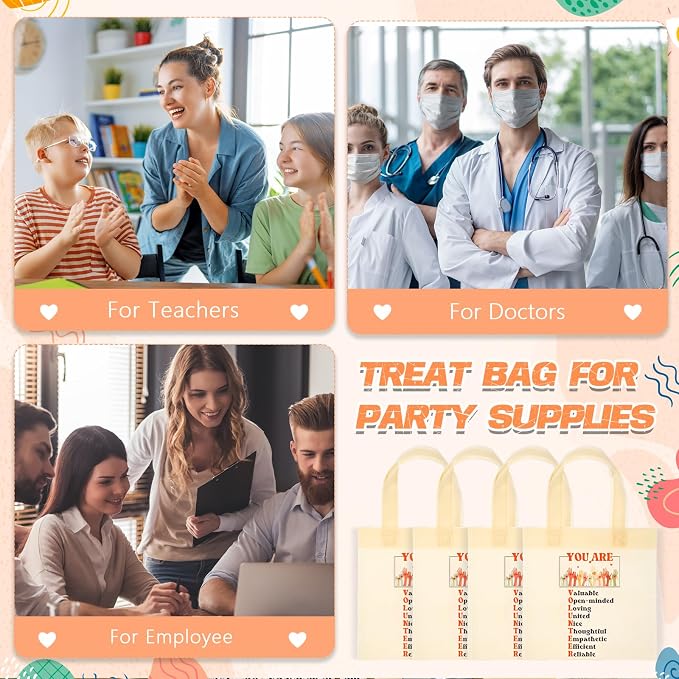 Tallew 25 Pcs Volunteer Appreciation Gift Bags Bulk Small Non Woven Bags with Handles Thank You Gifts for Volunteers Teacher Women Nurse