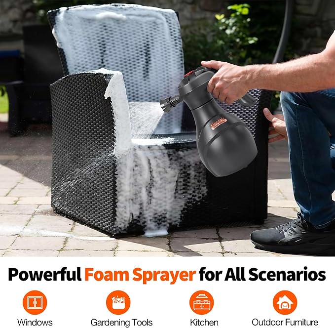 LuxBlue 68 oz Electric Foam Sprayer for Car Wash, 3000mAh Battery Powered | Car Foam Sprayer with Visible Capacity Scale, Type-C Charging Cordless Pressurized Foaming Cannon for Home, Garden Cleaning