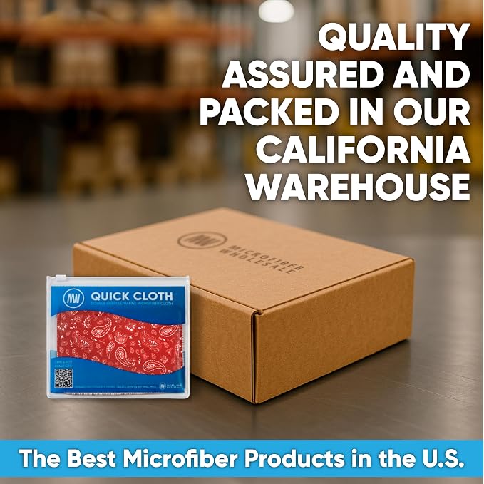 Microfiber Wholesale Quick Cloth Glasses Cleaning Cloth 8x8 Paisley Red | 1-Pack with Case | Double-Sided Lens Cleaner for Eyeglasses, Camera & Screens | Reusable Microfiber Glass Polishing Cloths