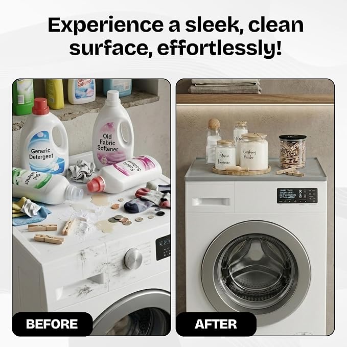 1 PC Washer and Dryer Covers for Top 25x25 in, Protector Topper Mat | Silicone Non-Slip Waterproof Washer and Dryer Covers For The Top Load, Dust Guard, Laundry Cover Top (Moonstone /Light Grey)