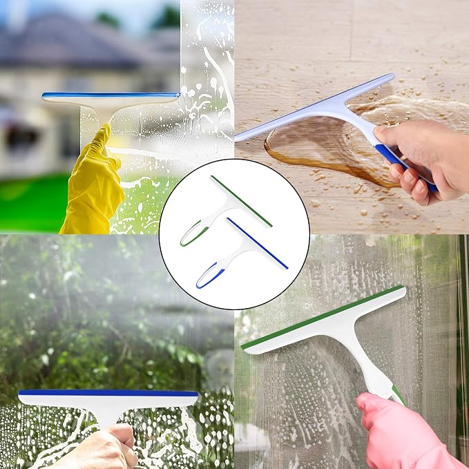 10 Pcs Shower Squeegee for Shower Glass Doors,Glass Wiper,Silicone Squeegee | Car Window Windshield Mirror Tile Cleaner Cleaning Wiper Squeegees Tool with Hook, Window Cleaning Shower Glass Squeegees