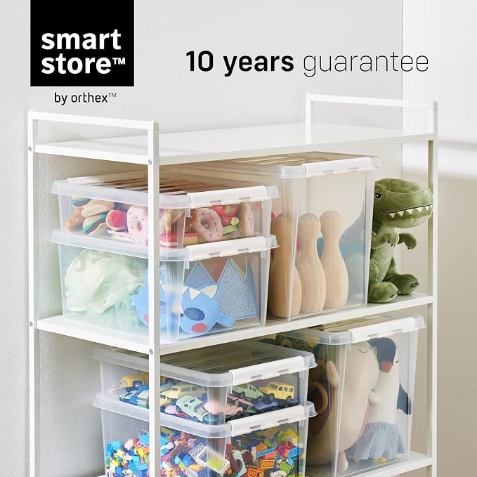 SmartStore Classic 2 Clear Box Storage, 2L/2.1QT BPA-Free Stackable Container with Clip Lock Lid, Food Safe Plastic Bins for Organization, 10 Pack