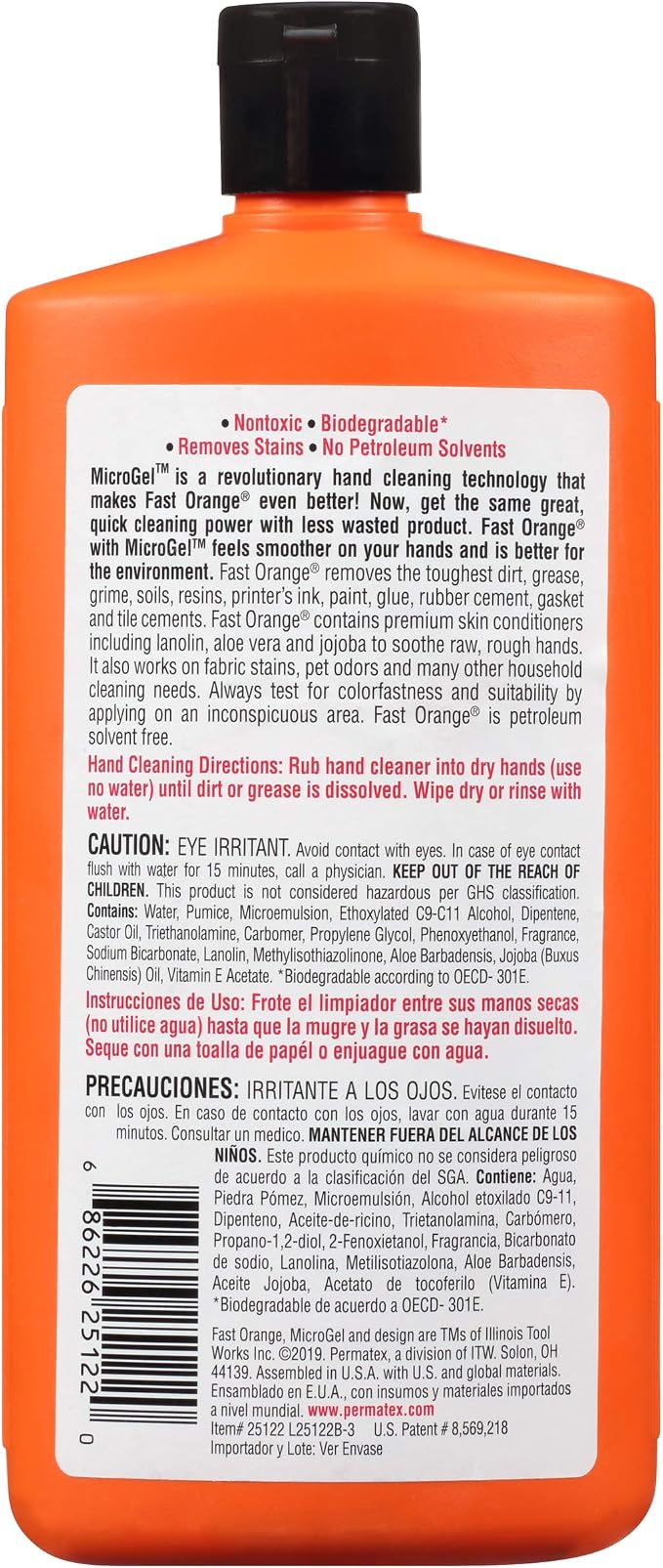 Permatex 25122-12PK Fast Orange Pumice Lotion Hand Cleaner - 15 fl. oz., (Pack of 12)