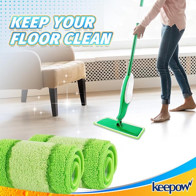 KEEPOW 4 Pack Pads Compatible with Libman Freedom Spray Mop, Reusable Pads | Reusable Microfiber Spray Mop Head Replacement Compatible with Libman Freedom, 16 in Pads for Floor Cleaning, ONLY Pads
