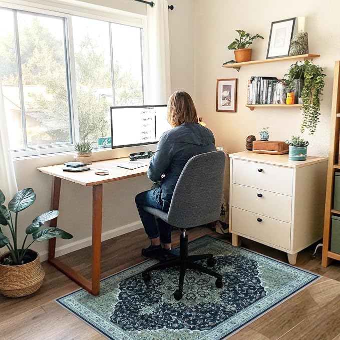 Office Chair Mat for Hardwood Floor&Tile Floor,36"X 48"-Black Gray | Heavy Duty Desk Chair Mat for Hard Floors,Under Desk Rug for Rolling Computer Chair,Anti Slip,Low Pile Carpet Floor