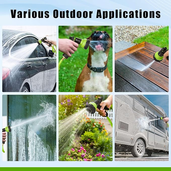 AUTOMAN Recoil Garden Water Hose 50 ft, EVA Curly Water Hose with Brass Connectors, Garden Hose Coil,Includes 7-Pattern Function Sprayer,Retractable,Corrosion Resistant Garden Coil Hose.Green