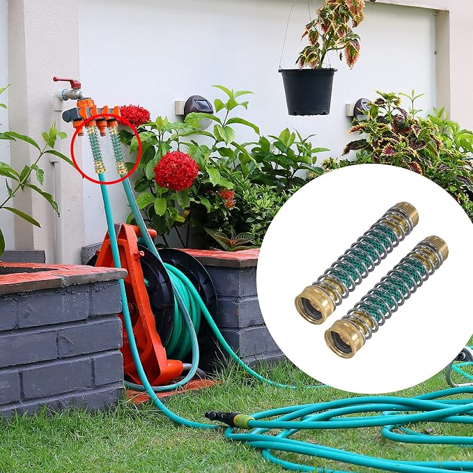 Hourleey Garden Hose Protector, Hose Extension Adapter with Coil Spring, 2 Pack