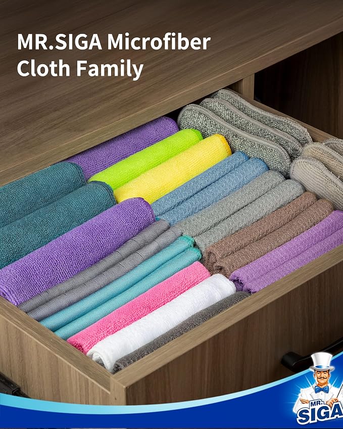 MR.SIGA Waffle Weave Cleaning Cloths, Ultra Absorbent and Lint Free, 6 Pack | Reusable Microfiber waffle towels, lint free microfiber kitchen towels, 30 x 30 cm( 11.8 x 11.8 inch)