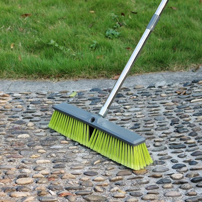 18" Push Broom with 47" Long Handle, Multi-Surface Floor Scrub Brush for Cleaning Deck, Patio, Garage, Driveway | Multi-Surface Floor Scrub Brush for Cleaning Deck, Patio, Garage, Driveway