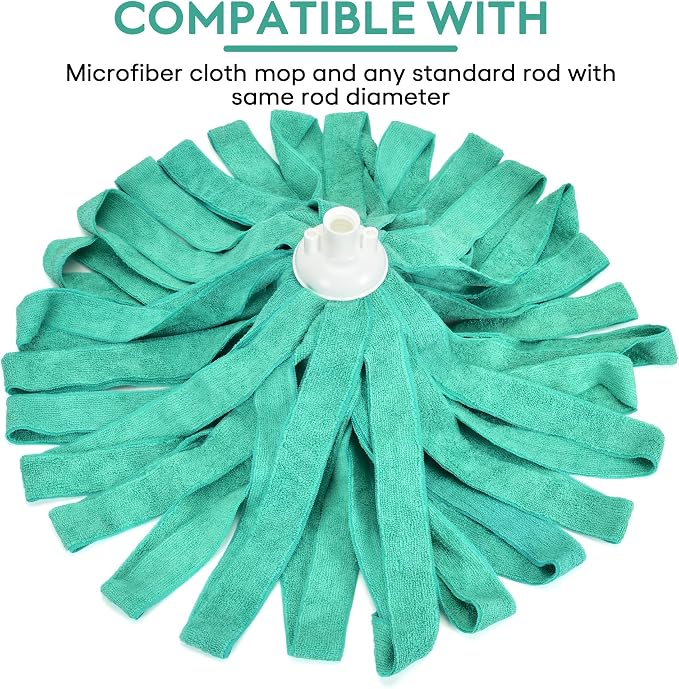 Matthew Microfiber Cloth Mop Compatible with Ceda Mop Refill Commercial Replacement 54" Stainless Steel Handle with 2 Wet Mop Heads w/1 Handle Incl.2Pcs Microfiber Towels-Green