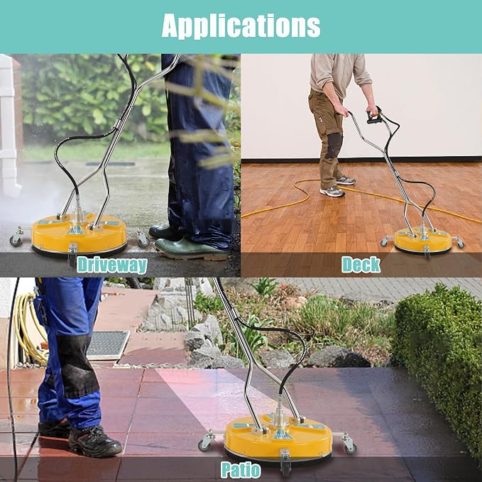 RIDGE WASHER 20'' Pressure Washer Surface Cleaner, with Dual Handle | Power Washer Surface Cleaner with 4 Wheels for Cleaning Driveways, Sidewalks, Patios, Decks, 4500 PSI