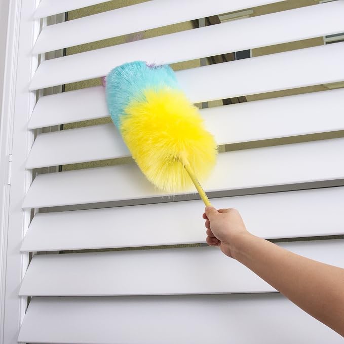 Kitchen + Home Large Static Duster - 27" Inch Electrostatic Feather Duster attracts dust Like a Magnet! - Peacock