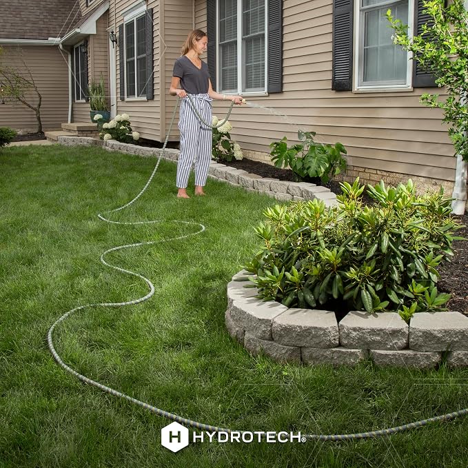 HydroTech 100 ft Expandable Burst-Proof Garden Hose, 5/8 in Diameter | Patented Force Control Technology delivers lightweight, kink-free flexibility, compact storage and dependable durability.