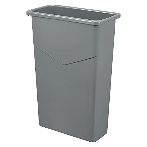 Global Industrial Slim Trash Container with Open Top, Plastic Construction, | 23 Gallon Capacity, 20"W x 11"D x 30"H, For Indoor Use, Lid Sold Separately, Gray