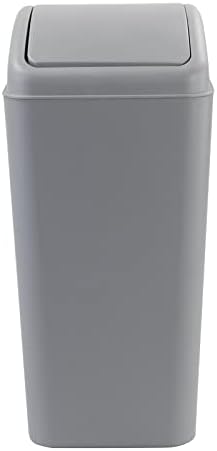 4.5 Gallon Swing-Top Trash Can, Garbage Can with Swing Lid, Black | Plastic Material, Slim Vertical Space-Saving Shape, Swing Lid Design, Ideal For Bathroom, Bedroom, Dorm & Office Use