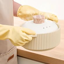 3 Pairs Dishwashing Gloves for Women, Soft Skin-Friendly Rubber Kitchen Gloves for Dish Washing & Cleaning